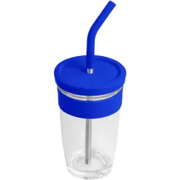 Kooshty Slurp Glass Kup & Straw Blue